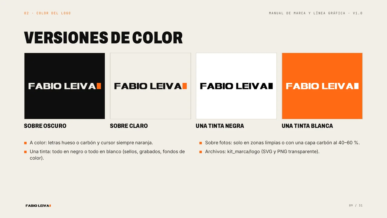 Manual de marca de Fabio Leiva, página 9 de 31