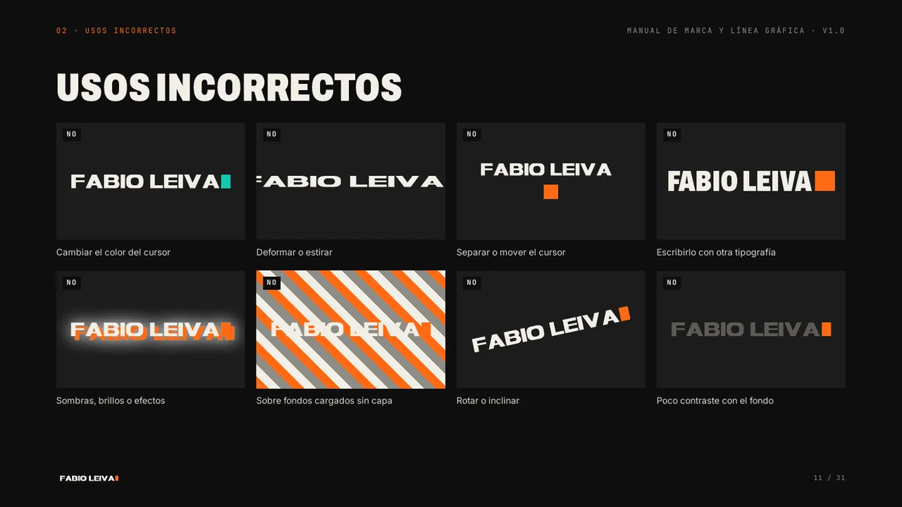 Manual de marca de Fabio Leiva, página 11 de 31
