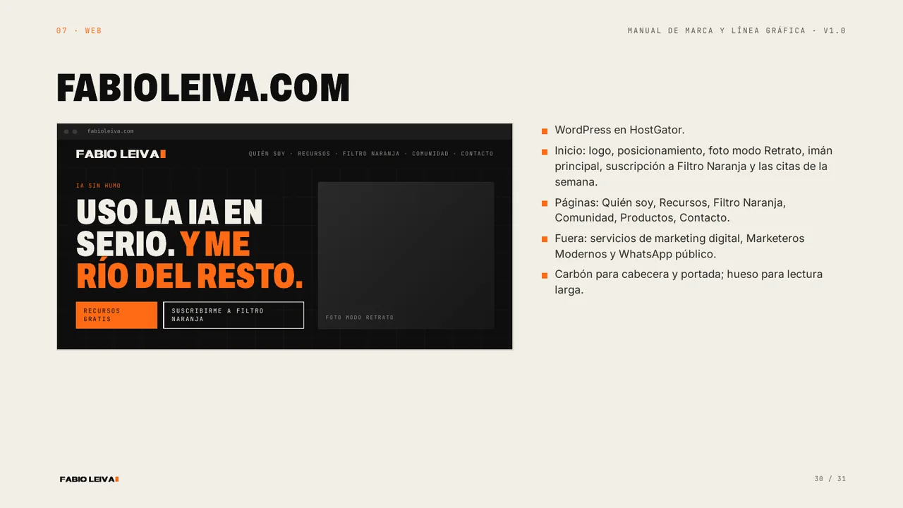 Manual de marca de Fabio Leiva, página 30 de 31